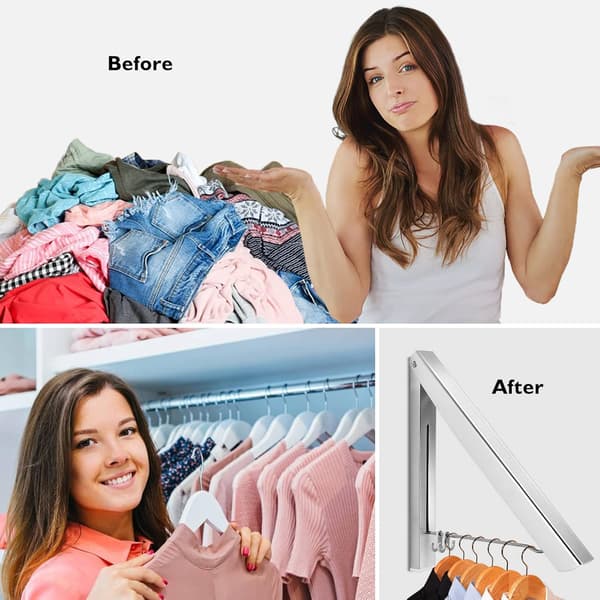 Foldable Wall Mounted Clothes Hanger, Retractable Aluminum Wall Hanger (F423)