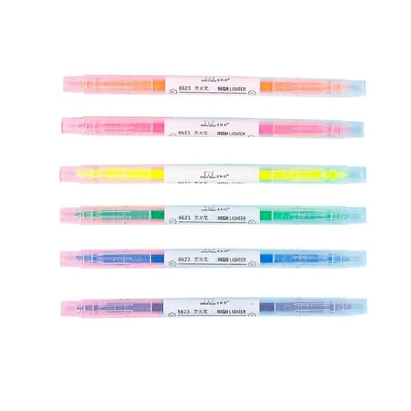 Markerpen Fluorescerende penne til markering 6 stk Dobbeltendede overstregningspenne Farver[DB]
