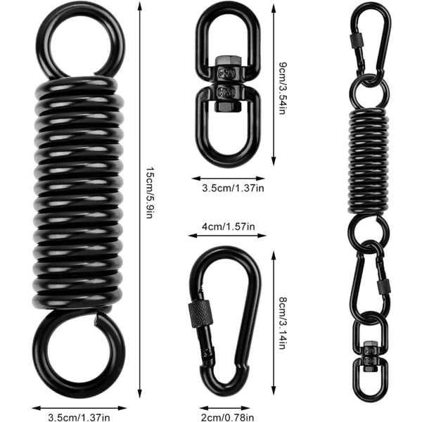 Hammock Stand and Spring Suspension, Steel Spring Carabiner, Spring Hanging Kit Spring Hook, Suitable for Hammock, Yoga