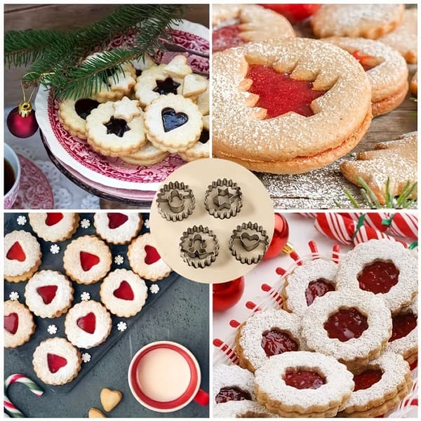 Juleblomst Kakestanser i Rustfritt Stål, 9 stk for Kaker & Kjeks, DIY