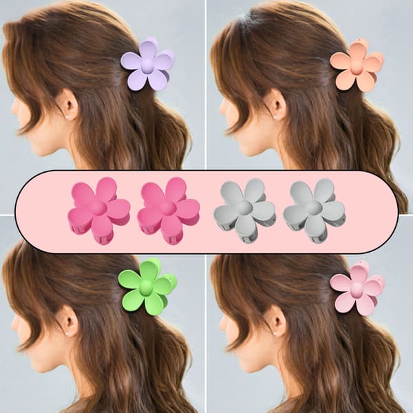 4 store blomsterhårspenner, store tusenfrydhårspenner