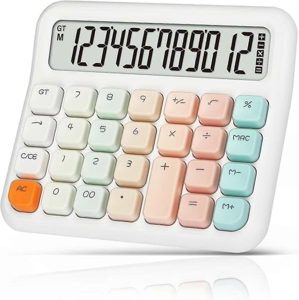 Large Desktop Calculator with Large Display and Buttons, Pink Calculator with Large LCD Display for Office, School, Home