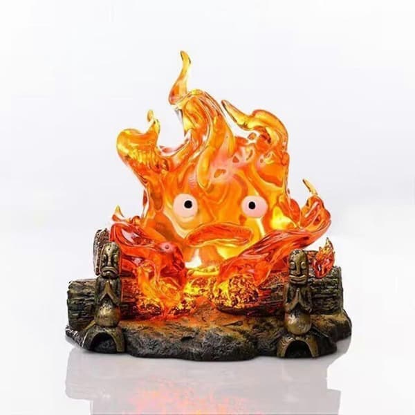 Calcifer Night Light Desk Home Decor Cute Cartoon Candlestick Bedroom Lamp