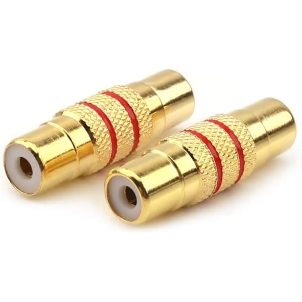 Female to RCA Female Interconnect Coupler Adapter, with Gold-Plated Housing for Mixer Amplifier Cable Link - 2-Pack