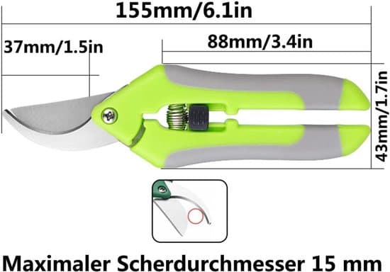 Pruning Shears - Pruning Scissors - Garden Scissors - Waterproof - Stainless Steel and Heat Resistant - Suitable for Pruning Garden Plants