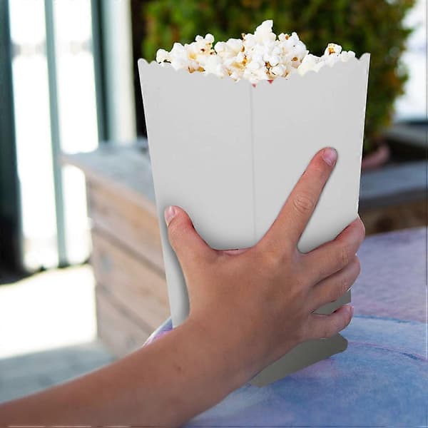 Papirpopcornbokser for matpakking med 36 festpopcornbøtter (LGL)