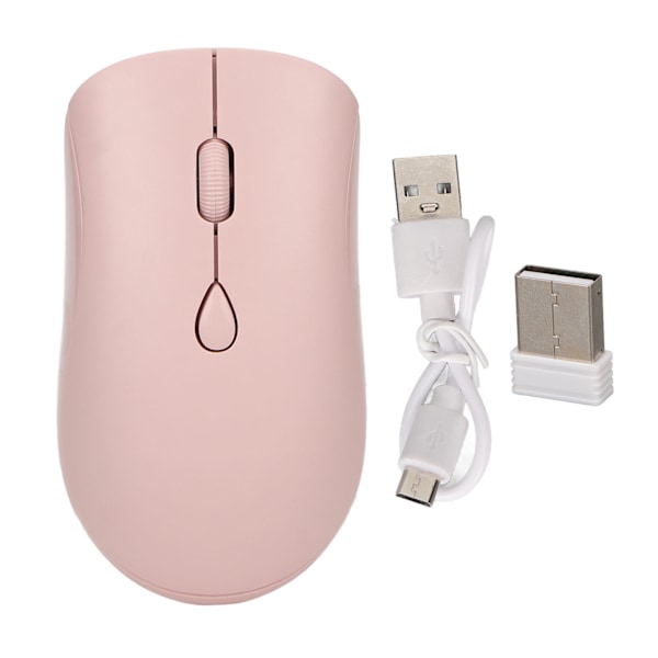 2.4G Trådlös Mus 1600DPI Ergonomisk Uppladdningsbart Batteri Bluetooth 5.2 Tyst Mus för Kontorsdatorer PC Rosa