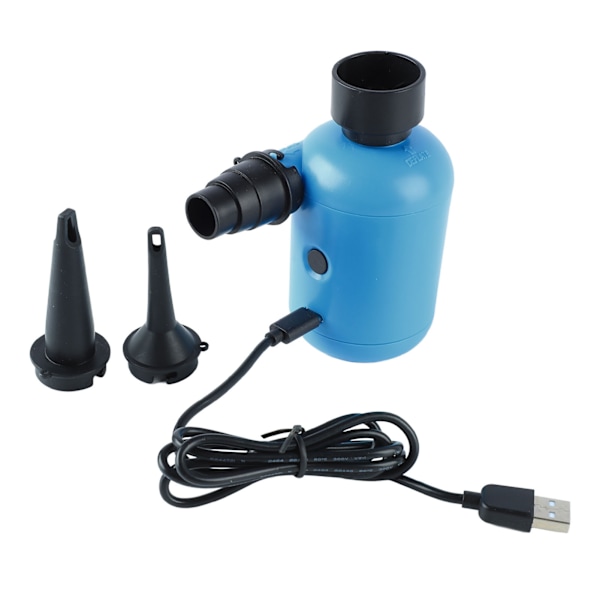 Elektrisk luftpumpe Bærbar blå inflator deflatorpumpe Perfekt for utendørs camping med USB-port