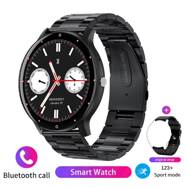 L02D call modell ZL02PRO smart watch puls blodtryck övning-A Black + black three steel