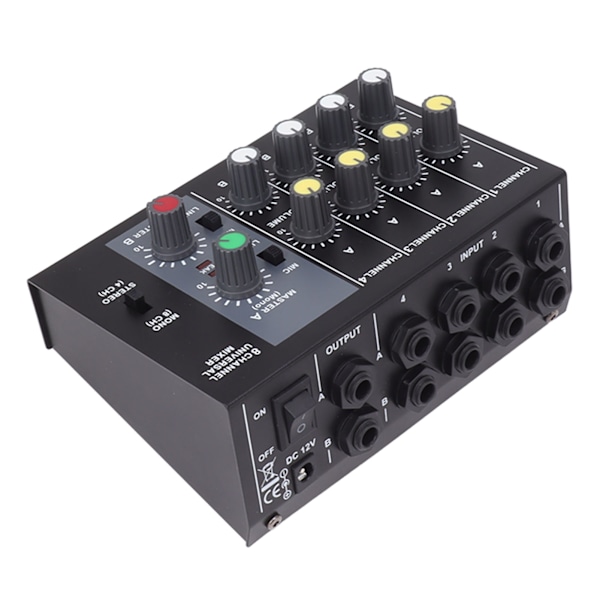 Mini Lydmixer 8 Ind 2 Ud 4 Kanal Stereo og 8 Kanal Mono Mikrofon Linjemixer til Studie Scene Små Klubber Bar 100 til 240V EU-stik