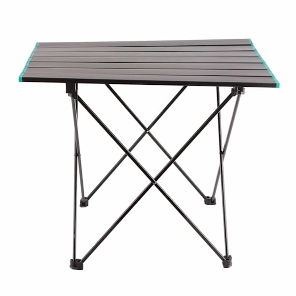 Udendørs camping foldebord i aluminiumslegering Bærbart Ultralet æggerullebord Picnic BBQ-bord med blå kant M 40,5x56x46,5cm/15,9x22,0x18,3in