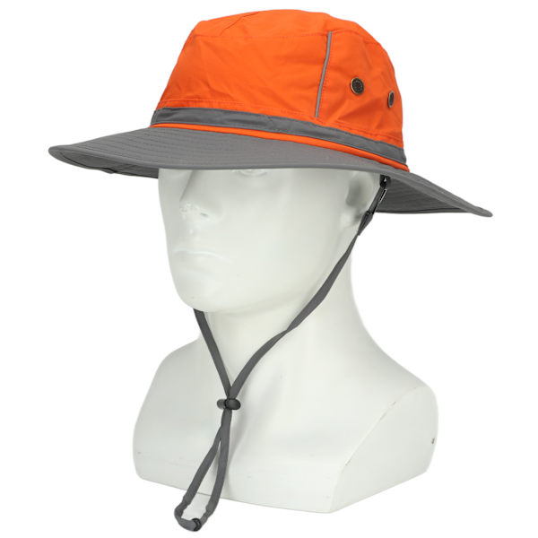 UPF50+ fiskehat med reflekterende stribe Mesh-ventiler Justerbar solhat med bred skygge til udendørs klatring i bjergbestigning Orange