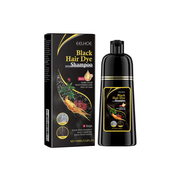 100 ml Natural Herbal Instant Black Hair Dye Schampon for vita H øringredienser Schampo Hårfargingsmiddel black
