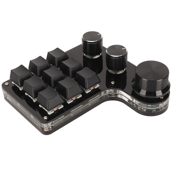 Mini 9-tasters tastatur med 3 knotter RGB Lys Blå Bryter DIY Programmerbar Universal Mini Makro Mekanisk Gaming Tastatur for PC