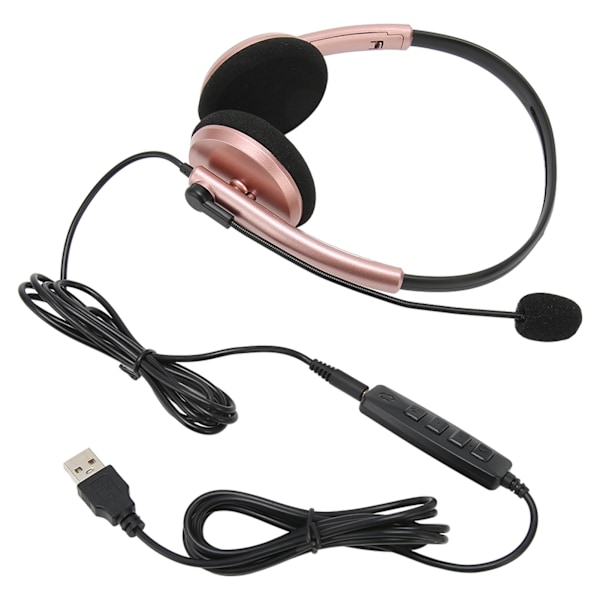 Call Center Headset Multifunktionel Stilfuld Støjreducerende HD Opkald Høreværn Telefon Headset Rosaguld USB