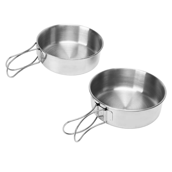 Uteskål i rustfritt stål Bærbar Mini Campingskål med sammenleggbart håndtak for Camping Kjøkkenutstyr Mess Kit