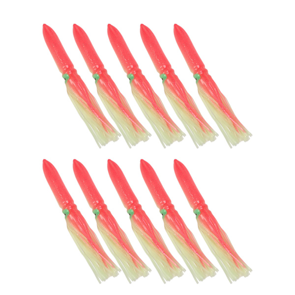 10 st Squid Lure 30cm Silikon Naturtrogen Lysande Squid Kjol Fiskebete med Krok Rosa