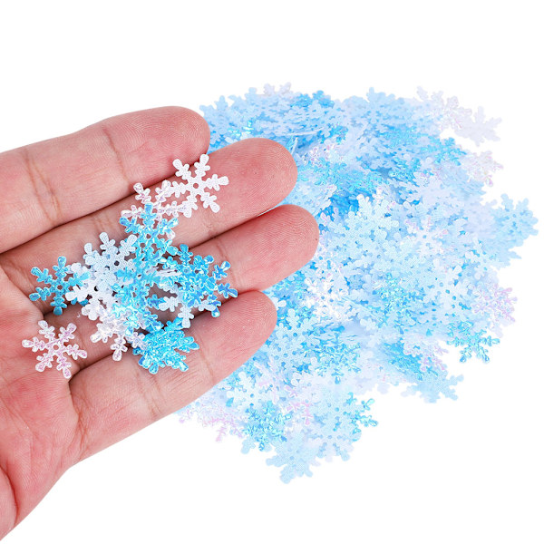 Snowflakes Confetti Dekoration - Blå & Vit blandad färg - 15 mm (1 förpackning)