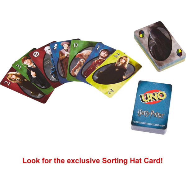 UNO Harry Potter kortspill for barn, voksne og spillkveld, basert på den populære serien, for 2-10 spillere