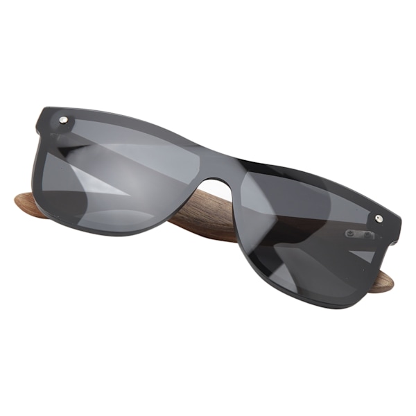 Rammeløse One Piece Lens Solbriller HD Spejlglas UV400 Polariserede Træ Solbriller til udendørs brug Sort