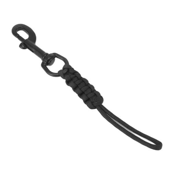 Håndvævet dykkerline Anti Lost Strap Undervandssikkerhedsreb med rustfri stålclips Sort