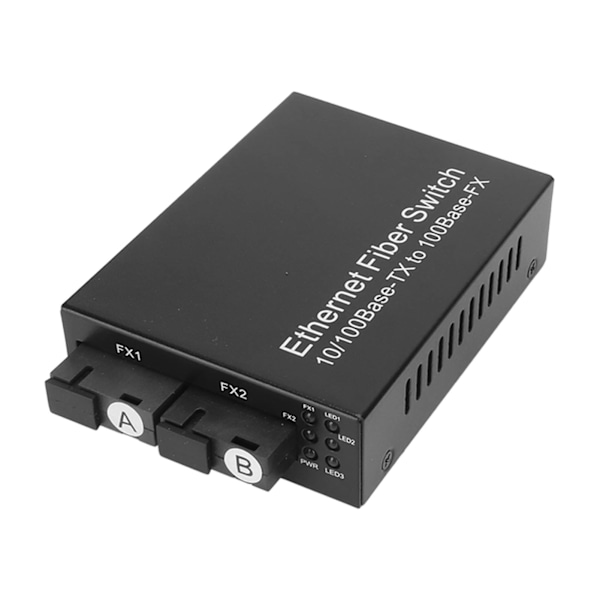 Ethernet Media Converter 100Mbps SC Single Fiber Singlemode RJ45 Port Fiber Ethernet Transceiver til Netværk 100‑240V EU Stik