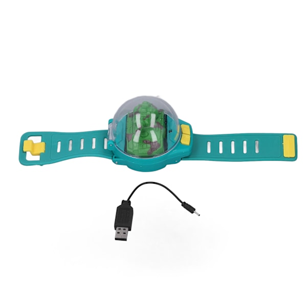 2,4 GHz Mini Ur RC Bil Tank Legetøj Legering USB Opladningsur RC Bil Legetøj til børn over 3 år Grøn