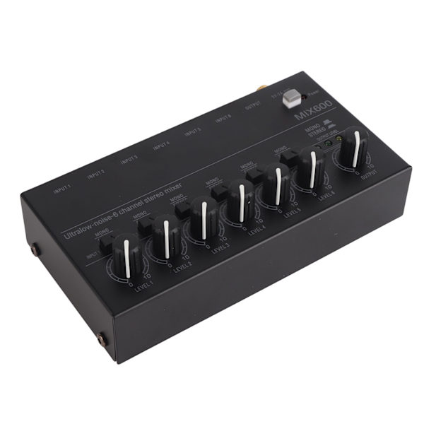 Ljudmixer Ultra Compact Metal Low Noise 6 Channel Stereo Line Mixer för Studio Scen Small Clubs Bar 100 till 240V EU-kontakt