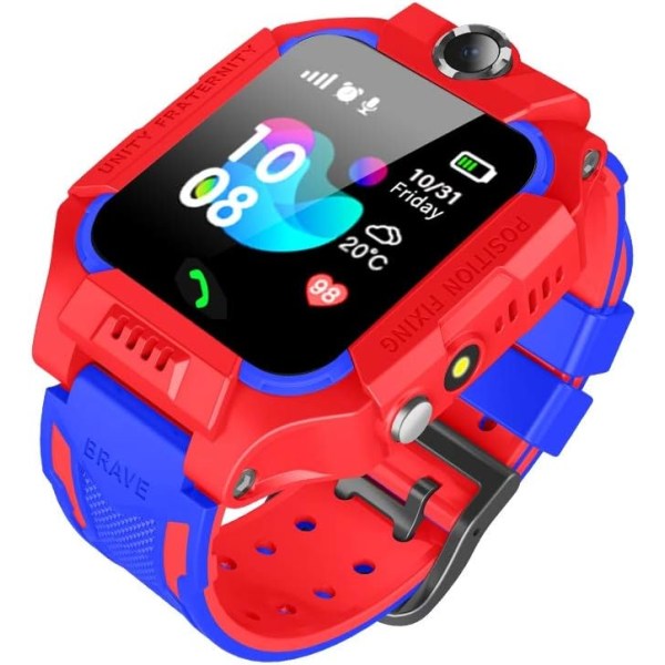 Børne Smart Watch Telefon Vandtæt Smart Watch Touch Screen med Opkaldskamera Vækkeur SOS Outdoor Sports Ur til Børn Student Gavelegetøj (Rød)