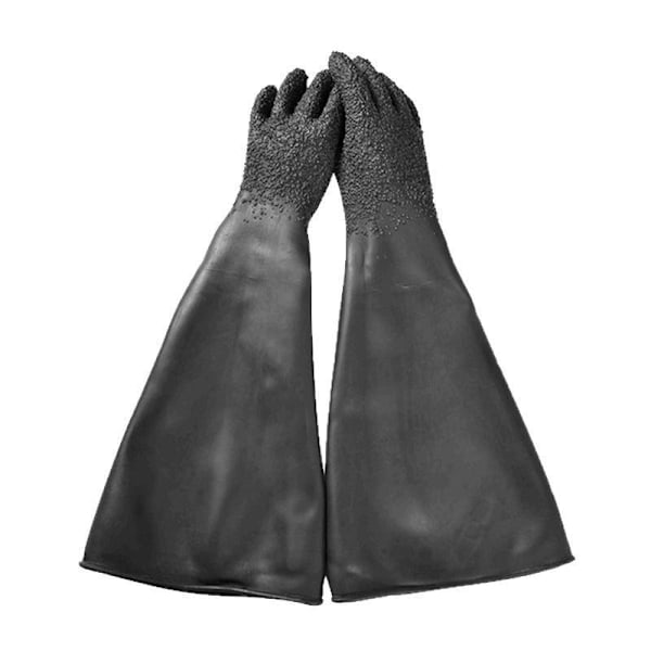 Gummipartikel sandblæsehandsker 65cm latex beskyttelseshandsker sandblæsemaskine dedikeret industriel slidstærk sort fortykket