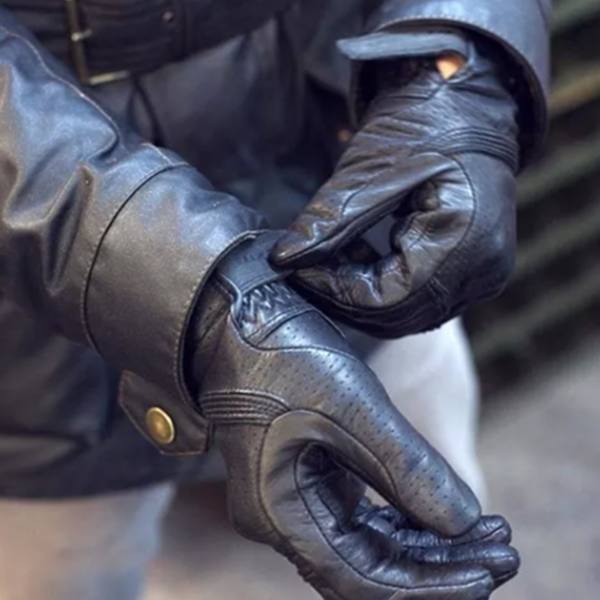 Helläderhandskar Anti-Slip Kallväder Ridhandskar för motorcykelkörning Svart L