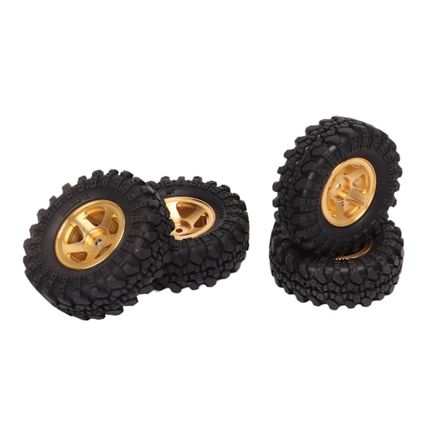 1 tommes RC-dekk Messing Felg Gummidekk RC-bildekk for FMS FCX24 1/18 1/24 Crawler 4stk gull