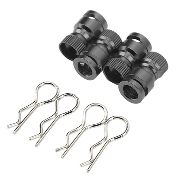 4kpl metallisia RC-korin kiinnityspylvään reiänpaikanninta Magneettinen auton korin reiänpaikannin PC PVC -kuorelle RC-autolle musta
