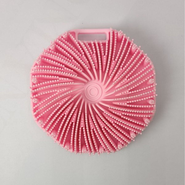 Silikon badborste i sex färger, polygonal, portabel, väggmonterad, hexagonal badborste pink