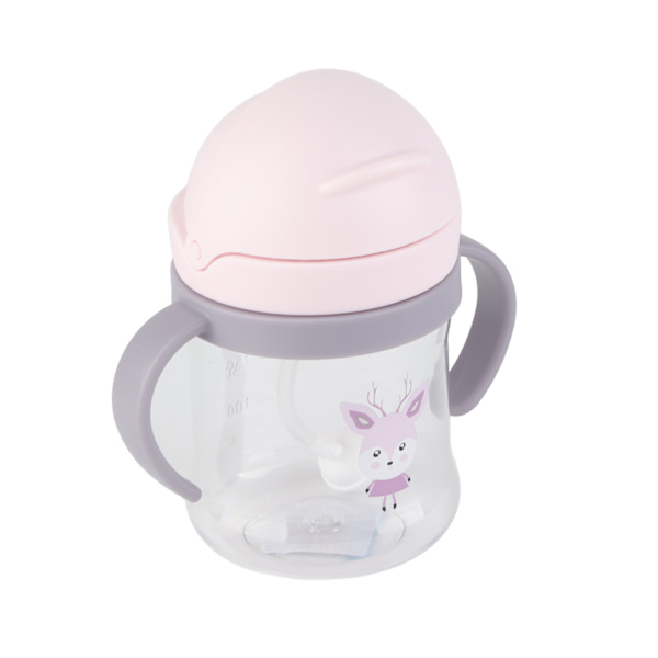 250 ml halmkopp lekkasjesikker myk tut Nydelig mønster Lett å gripe Sippy-flaske for babybarn