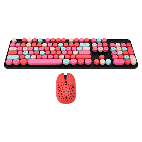 Trådlöst tangentbord och mus-combo 2.4G Trådlöst läge Enkel användning Retro Punk-tangentbord med 3 DPI Justerbar gamingmus Blandad färg Röd