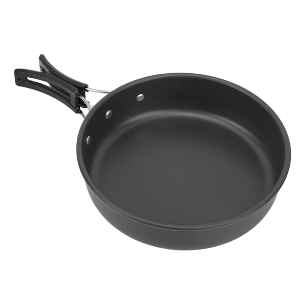 Camping Köksredskap Mess Kit Bärbar Camping Matlagning Set för Backpacking Pot Pan Tekanna Vikbar Gaffel Kniv Sked Kit Svart