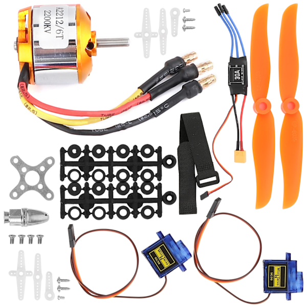 RC-flyveplansæt med 2212 KV2200-motor, 6035 propeller, servo, 30A ESC og XT60