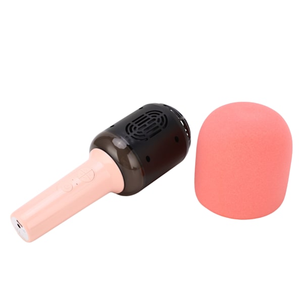 Trådlös Bluetooth-mikrofon HiFi One Piece Portable Handheld Mic-högtalare med 5 Ambient Light Modes för Home Kid Vuxen Rosa