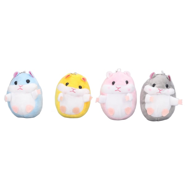 4 stk plysj nøkkelring 4 forskjellige farger Hamster PP bomullsmateriale Mykt Komfortabelt anheng til gave