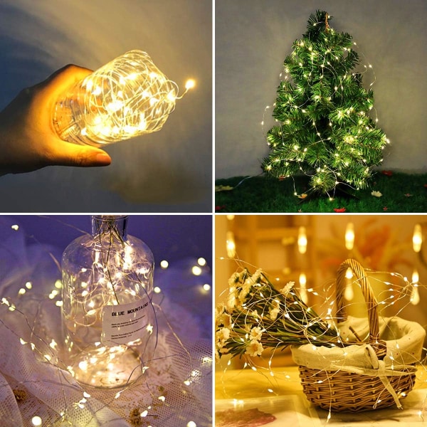LED-valot keijuvalot, 100 kpl LED kuparilankavalot, 10 metriä, sopivat häihin, illallisiin, jouluun, juhliin, tee-se-itse (lämmin valkoinen)