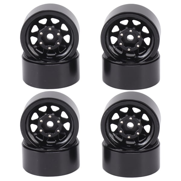 4 stk Beadlock-hjul 1-i dypt spor Universal for Traxxas ATV RC Bildeler med skruer Svart