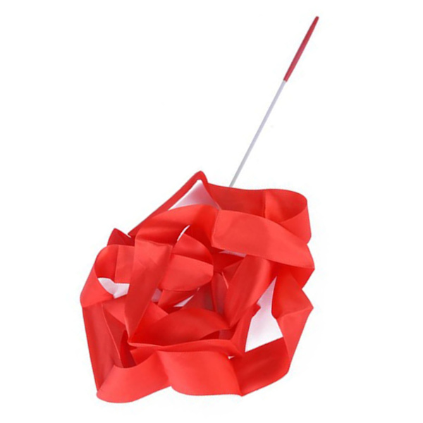 4m/13.12ft Dansband Gymnastik Ribbon Streamers Dansande Streamers Stavar för barn Röda