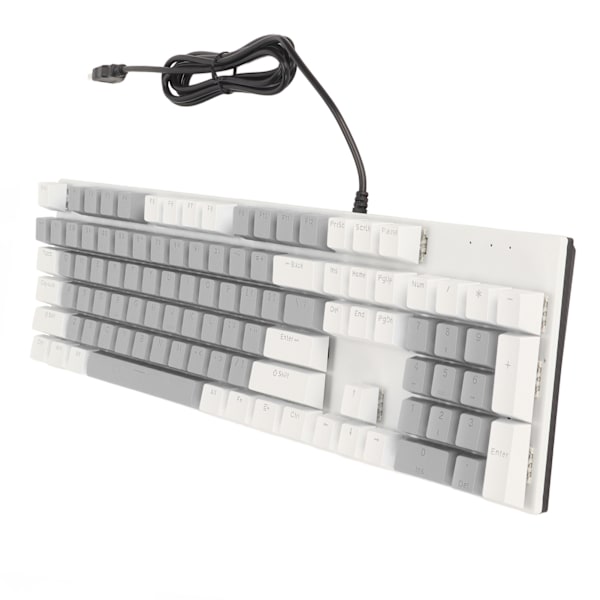 104 Tangenters Mekaniskt Gamingtangentbord 28 Bakgrundsbelysningslägen Blå Brytare Plug and Play RGB Trådbundet Datortangentbord för Windows för Linux Vit Grå