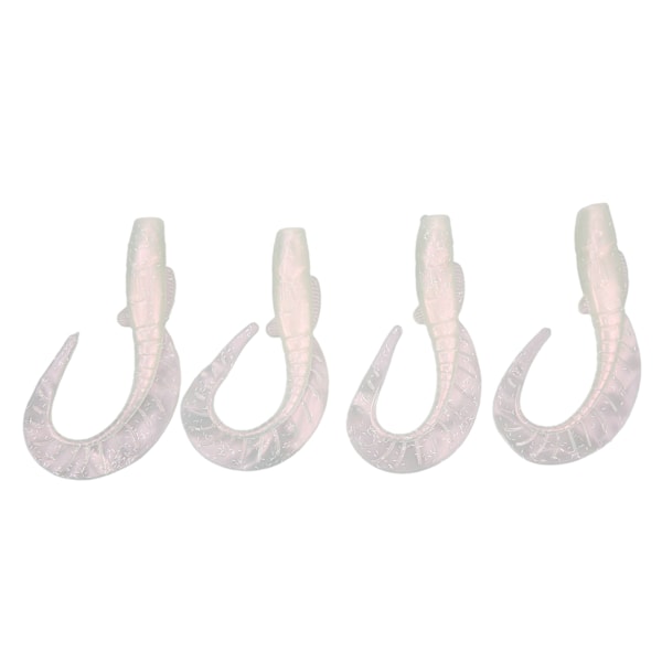 4 stk Fiskesluk Simulering Fiskeagn Naturtro PVC for ferskvannsbass Mandarin Fisk Hvit