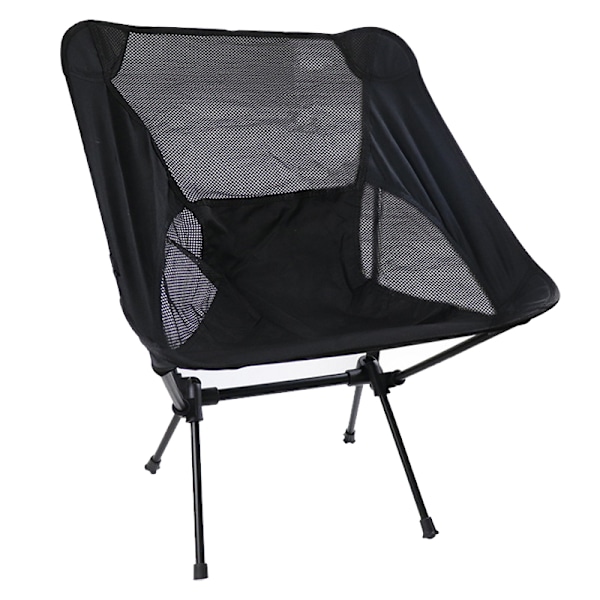 Udendørs sammenklappelig strandstol Bærbar Mesh Back Aluminium Rack Campingstol til fiskeri Sort