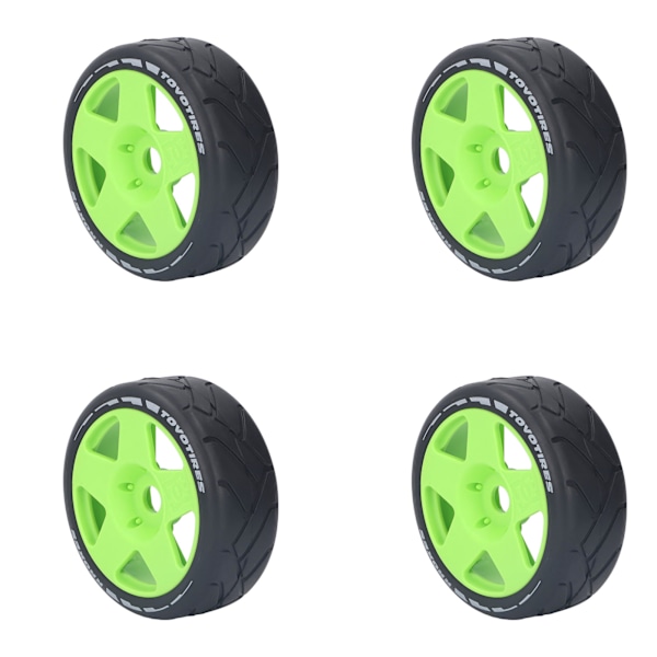 4 KPL 1/8 GT RC-pyörät Vahva pito Maantiekilpa-ajorenkaat Kestävät maantiepyörät 17 mm:n adapterilla Vihreä