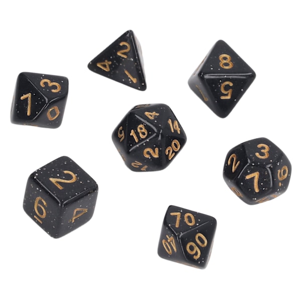 5 sæt flersidede terninger Sæt Guld Nummer Perle Polyhedron terninger til interaktive spil skolematerialer Sort