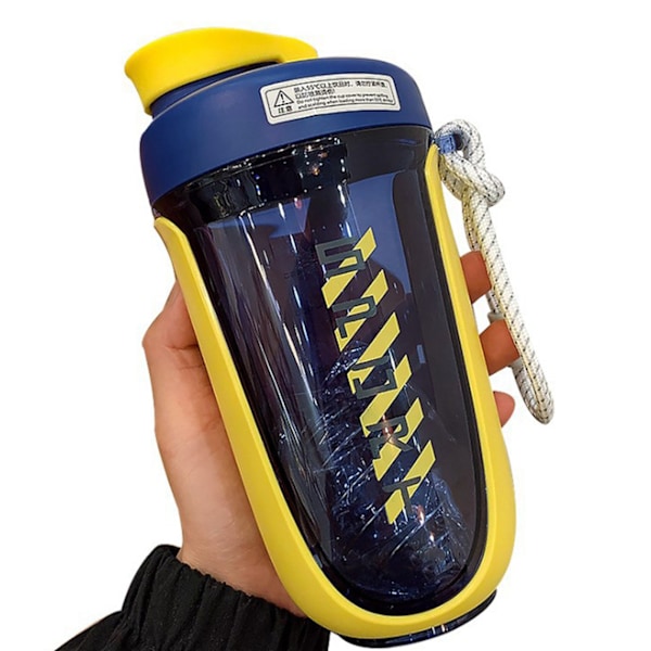 590ml Fitness Sport Vattenflaska Läcksäker Shaker Cup Dricksflaska för utomhusaktiviteter Gul