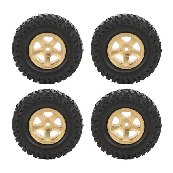 4 stk. RC bil hjulnav og dæk sæt udskiftning messing hjulnav og bløde gummi dæk sæt til FCX24 1/24 RC crawler bil